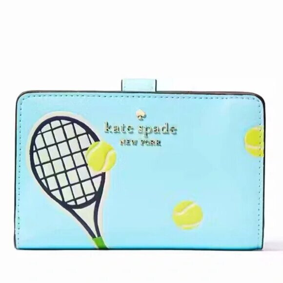 Kate Spade Tennis Grand Slam Medium Compact Bifold Wallet In Blue Multi NWT - Picture 2 of 8